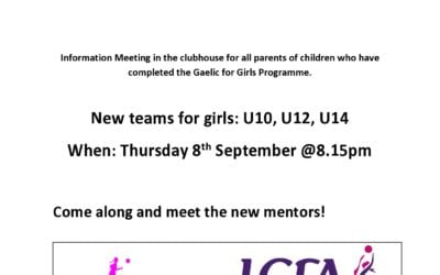 New Girl’s Teams Information Night 8th Sept 2016